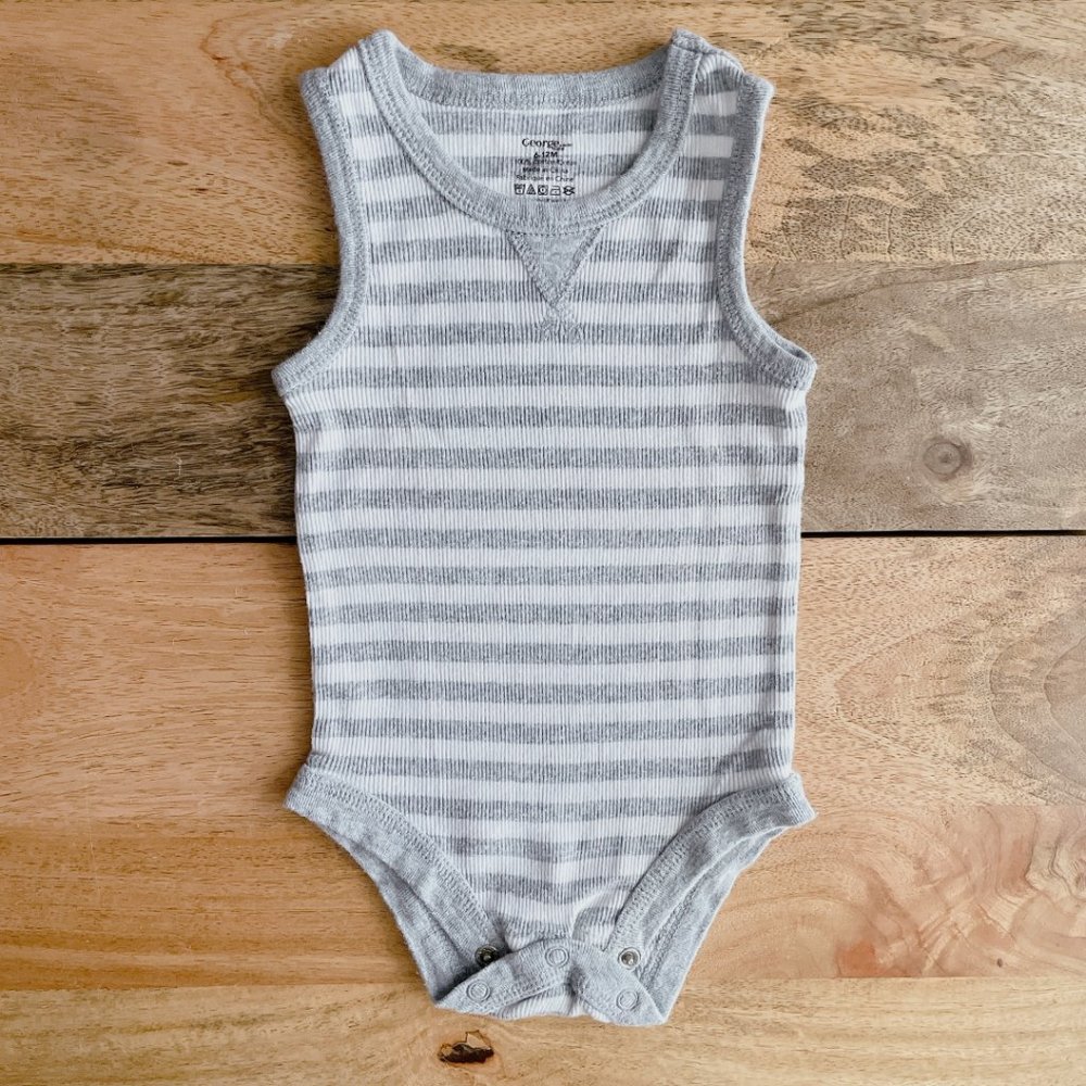 $2 Baby bodysuit 6-12m grey stripe tank top onesie baby girl baby boy top